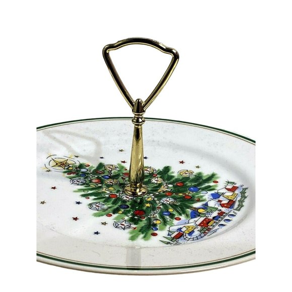 Salem Christmas Eve Christmas Tree Single Layer Porcelain 10" Tidbit Serve Tray - Picture 2 of 7